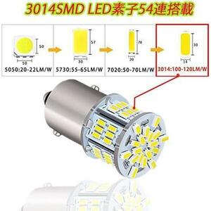 HooMoo 3014SMD（P21W 1156 S25 BA15S G18） LEDバルブ LEDライト 車用 LEDランプ 54連SMD シングル 汎用 変換 超高輝度 12V/24V ホワイト