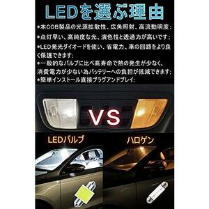 T10×31mm LED ルームランプ ホワイト 20個 6000K キャンセラー内蔵 T10×31mm COB LEDルームライト トランク ルーム バルブ マップランプ