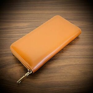 * special price 1 jpy high class oil leather long wallet men's lady's high capacity new goods unused free shipping Camel Brown tea WGL02CB