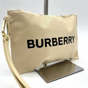 【新品未使用】 バーバリー BURBERRY メンズ レディース クラッチバッグ セカンドバッグ ポーチ ハンド キャンバス ビジネス アイボリー