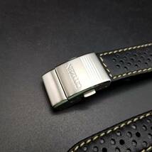 純正 Citizen シチズン 腕時計 ベルト 23mm AS4020-36E 用レザーバンド 黒色 黒 ブラック / 白ステッチ プッシュ式Dバックル付 59-S51335_画像2