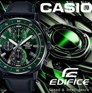 カシオ逆輸入EDIFICEエディフィス 美しいグリーングラデーション 100m防水 クロノグラフ 腕時計 新品 未使用 CASIO メンズ