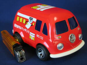 レトロ！ブリキ玩具/Volks wagen/フォルクスワーゲン/赤色/郵便車/集配車/バン/郵政省/郵便局キャラクター/ナンバーくん/フリクションカー