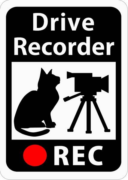 【新着商品】ドライブレコーダー搭載ステッカー 「猫とビデオカメラ」 (再剥離シール) s22r