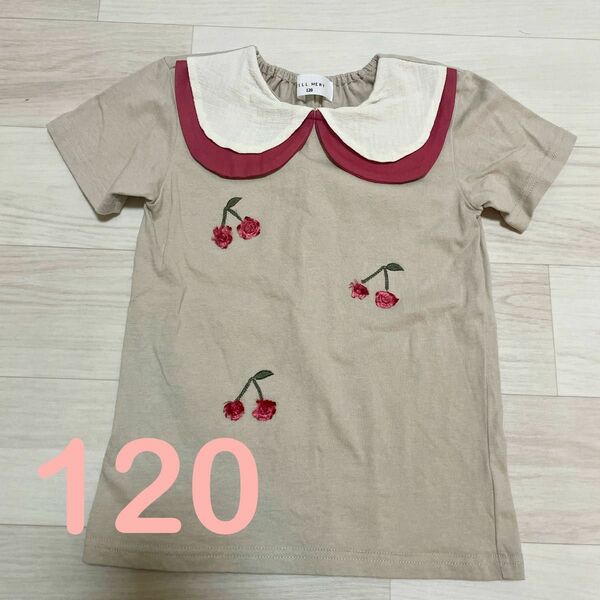 ウィルメリー★さくらんぼ　襟付きTシャツ120 ベージュ 半袖Tシャツ 半袖カットソー 子供服 キッズ