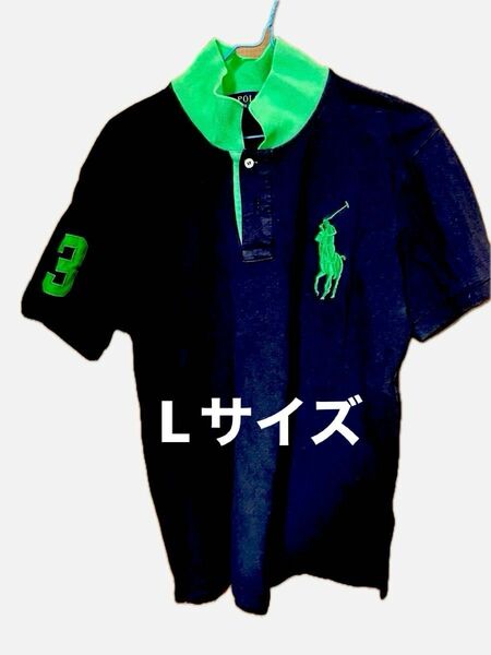 ポロラルフローレン ポロシャツ ビックポニー Lサイズ ネイビー 刺繍グリーン 3 半袖 POLO 半袖ポロシャツ RALPH