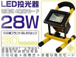 送料無料 LED投光器 充電式 28W LED作業灯 6000LM 4モード MAX16時間点灯 PSEマーク 防水 IP67 ホワイト 1個 1年保証 「WK-YST-PTGS-LED」