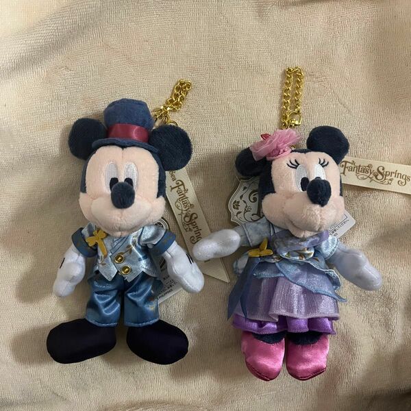 ぬいぐるみバッジ　ファンタジースプリングスホテル　ミッキー　ミニー　東京ディズニーシー