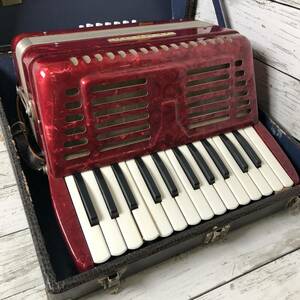 12P106 YAMAHA accordion 25 key RED sound out OK hard case attaching Yamaha musical instruments keyboard instruments .. music 1000~