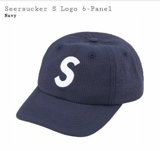 Supreme Seersucker S Logo 6-Panel "Navy"