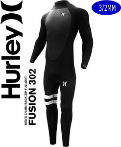 特価 【サイズMS】 HURLEY ハーレー FUSION 3/2mm バックジップ　2023　メンズ BLACK　フルスーツ　ウェットスーツ