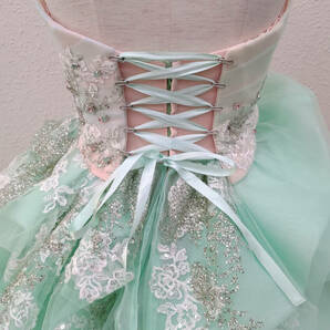 [ 送料無料 ] Scena Duno シェーナドゥーノ ウエディングドレス 5-9号 フリーサイズ カラードレス Mグリーン × サーモンピンクの画像8