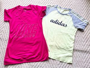 2枚セット　adidas アディダス　NIKE ナイキ トップス Tシャツ 半袖スポーツウェア　スポーツウェア　DRI-FIT 