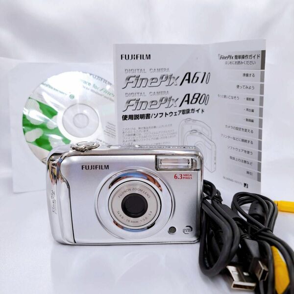 FUJIFILM コンパクトデジタルカメラ FinePix A610 単三電池　稼働品 シルバー デジカメ
