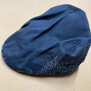 和柄 ハンチング 帽子 キャップ CAP コットン 綿 58センチ 未使用 メンズ ネイビー 紺色