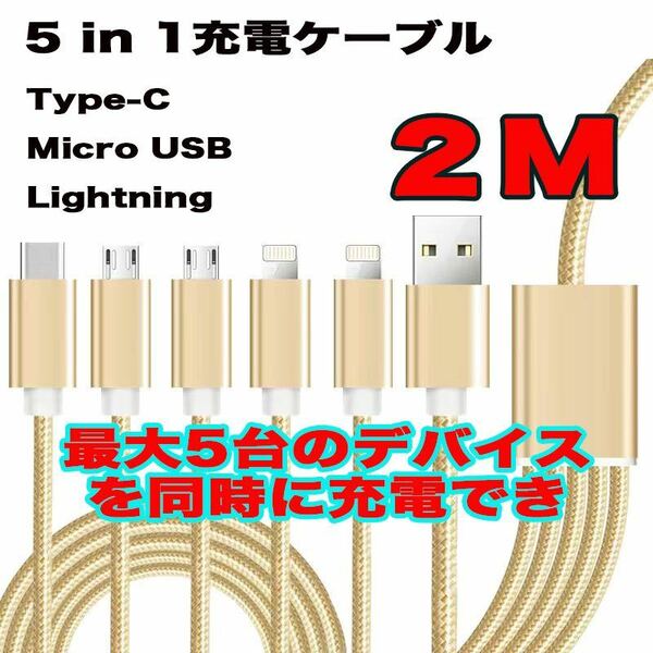 5in1充電ケーブル 一本五役 同時給電可能 アンドロイドタイプC ライトニング