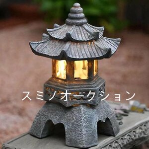 極美品★ソーラーライト ガーデンライト 和風 灯篭 灯籠 ガーデンオーナメント 電池不要 ソーラー led LED タイプ 屋外 庭 禅 アンティーク