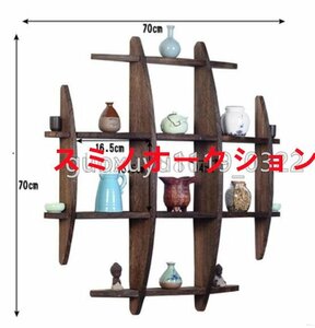 高品質 ★実用 日式 茶碗ラック 茶器展示棚 ソリッド・ウッド 茶道 置物台 材質 桐の木 モダン 茶具収納棚 壁掛け