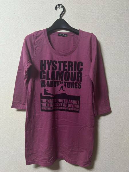 ヒステリックグラマー HYSTERIC GLAMOUR Tシャツ カットソー ロンT 七分袖 プリント 紫 パープル FREE