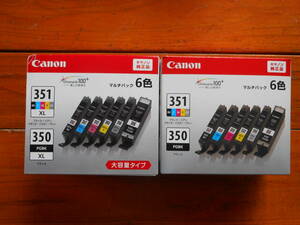 【純正】Canon BCI-351+350・6色マルチパック標準容量1箱、BCI-351XL+350XL・6色マルチパック大容量タイプ1箱、期限切れ