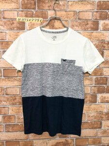 Hollister ホリスター メンズ ポケット付き ワンポイント刺繍 半袖Tシャツ 小さいサイズ XS オフホワイトグレー紺 綿他