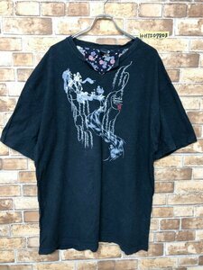 SMITH'S AMERICAN スミス アメリカン メンズ 開襟 和柄 半袖Tシャツ 大きいサイズ 4L 黒 コットン