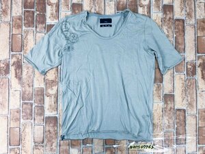 maktig メンズ プリント 薄手 ストレッチ 半袖Tシャツ 38 グレーベージュ 綿レーヨン