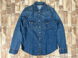 GAP1969 ギャップ レディース スナップボタン デニム長袖シャツ S 青 綿