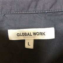 GLOBAL WORK グローバルワーク メンズ ボーダー切替 胸ポケット 半袖シャツ L 紺白他_画像2