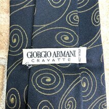 Giorgio Armani ジョルジオ アルマーニ メンズ イタリア製 うずまき模様 ネクタイ 紺カーキ_画像2