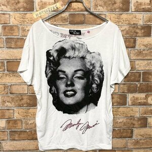  beautiful goods!CECIL McBEE Cecil McBee lady's Marilyn * Monroe do Le Mans short sleeves T-shirt la gran F white 