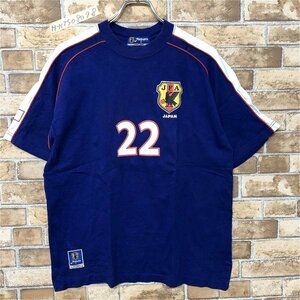 JFA JAPAN メンズ サッカー日本代表 22番 鈴木隆行 ラグラン 半袖Tシャツ M 青