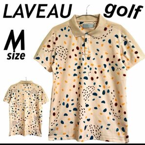 LAVEAU メンズ ゴルフウェア M 半袖ポロシャツ 総柄 (h50)