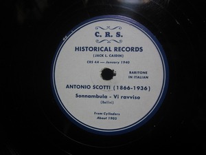 ★☆SP盤レコード ANTONIO SCOTTI : Sonnambula - Vi ravviso / Aida - Sortita D'Amonasro 蓄音機用 中古品☆★[6035] 