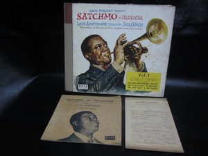 ★☆SP盤レコード ルイ・アームストロング 3枚 DE-102欠品 SATCHMO AT PASADENA 蓄音機用 中古品☆★[6090] 