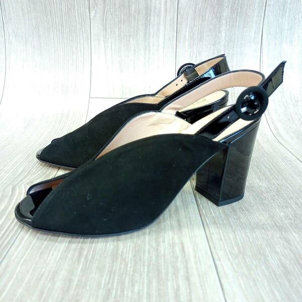 【アウトレット】FLEURY(STATUS)◆レザーストラップサンダル◆ブラック◆サイズ38(24.0cm)イタリア製婦人革靴黒 