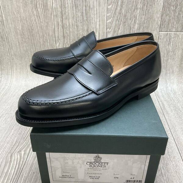 【アウトレット】CROCKETT&JONES◆BOSTON2◆ブラック◆サイズ6(24cm) 紳士革靴レザーコインローファー英国製クロケットビジネスシューズ②