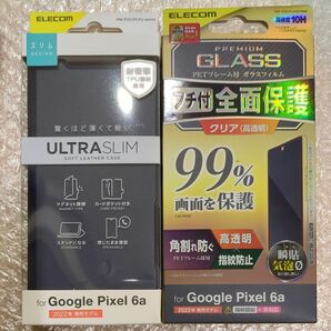 エレコム Google Pixel 6a ケース カバー 手帳型 UltraSlimシリーズ ネイビー ガラスフィルム付き