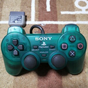 動作確認済 SONY 純正 アナログ コントローラー DUAL SHOCK デュアル ショック SCPH-1200 クリア スケルトン グリーン プレイステーション