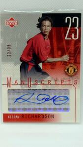 【Kieran Richardson】 UPPER DECK　MANCHESTER UNITED 2003　39枚限定　直筆サインカード　ジャージナンバー