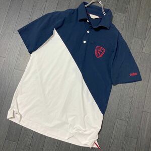 アダバット　abadat メンズ　ゴルフウェア　ポロシャツ 半袖シャツ トリコロール　ゴルフシャツ　バイカラー　白 ネイビー 66HF MM