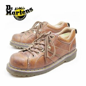 UK8　27cm相当　Dr.Martens　ドクターマーチン　6ホール　レザーシューズ　ワークブーツ　イエローステッチ　ブラウン　茶/24.5.25/P907