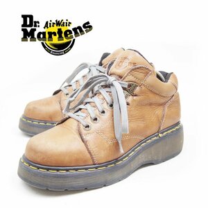 英国製　UK7　26cm相当　Dr.Martens　ドクターマーチン　4ホール＋2　イエローステッチ　ブラウン　茶　イングランド製/24.5.28/P910