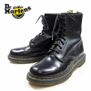 UK7　26cm相当　Dr.Martens　ドクターマーチン　8ホール　レザーシューズ　ブラック　黒 イエローステッチ/24.5.29/P914