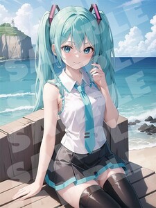 初音ミク A4 アート ポスター イラスト 同人 美少女 ファンアート アニメ 高品質 セクシーアート【a196】