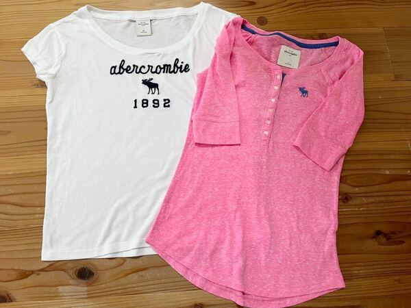 送料込み！Abercrombie&Fitch 半袖カットソー 2着組 L XLサイズ 女の子 子供服 Tシャツ 半袖Tシャツ アメカジ 女性 アバクロンビ