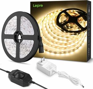 Lepro LEDテープライト 電球色 無段階調光 間接照明 5m 12v 高演色タイプ ストリップライト 切断可能 2835SM