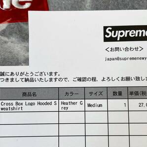 新品 M Cross Box Logo Hooded Sweatshirt Supreme ボックスロゴ シュプリームパーカー ボックスロゴ Supreme Hooded GREYの画像3