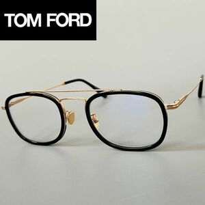 【1円スタート】メガネ トムフォード メンズ レディース アジアンフィット TOM FORD ブラック ゴールド ブルーライトカット 黒 金