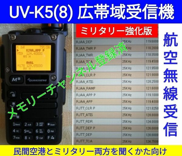 【ミリタリー強化】UV-K5(8) 広帯域受信機 未使用新品 エアバンドメモリ登録済 スペアナ機能 日本語簡易取説